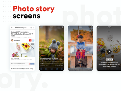 Photo story screens app colors design icons minimal mobile mobile app ui website white