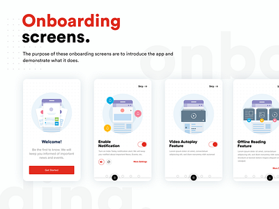 Onboarding screens app banner colors icons minimal mobile mobile app ui website white