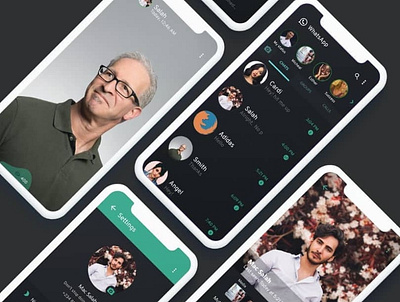Whatsapp dark mode Redesign adobe adobe xd animation branding dark app dark ui designer illustration illustrator job logo mobile app design product product design prototype typography ui uidesign vector whatsapp