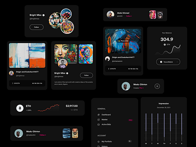 NFT Dashboard Component (Dark mode)