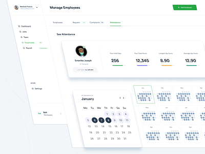 Attendance Management for an HR app branding design product product design typography ui uidesign