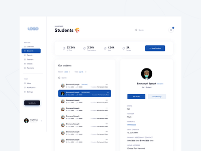 Dashboard - Manage Student branding design illustration product product design typography ui uidesign