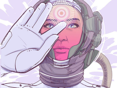 Inside Out astronaut cosmic cosmos design eye face feminine garota girl girlpower illustration ilustração menina pop pop art portrait sci-fi scifi thirdeye