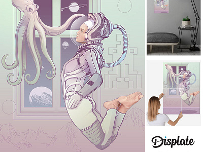 Gods Among Us alien astronaut cosmic design feminine garota girl girlpower illustration ilustração octopus pop pop art scifi