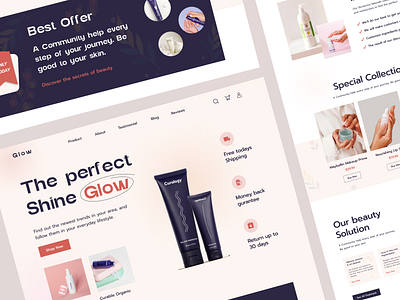 Glow Skincare Landing Page beauty design glow landing landing page makeup product skin skincare ui web website