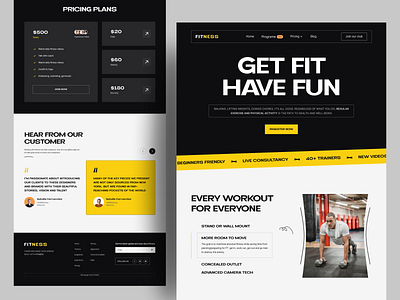 Fitness landing page bodybuilding bold clean fitness fitness center gym health homepage illustration landing landing page landingpage training center typography web web landing website website design workout yoga