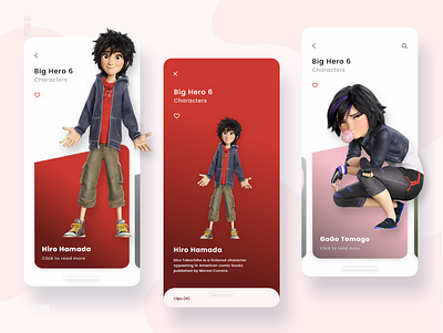 Big Hero 6 Characters Mobile app adobe adobe xd app art cartoon design illustration illustrator mobile mobile app mobile app design mobile ui ui ui design uidesign ux web website website design