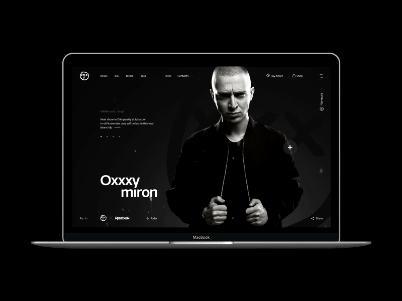 Oxxxymiron's Website Concept design inspiration oxxxymiron ui ux web webdesign