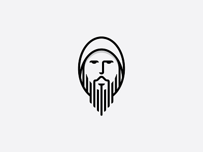 Samaritan logo bearded man black logo church clean hermit hood human minimal person religion saint shepherd simple wise man