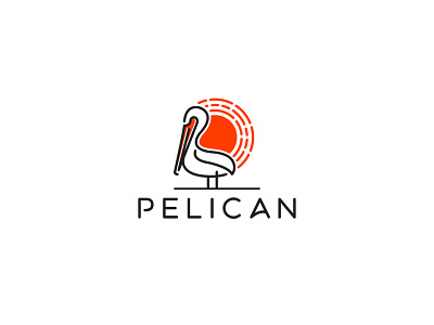 pelican logo animal logo bird minimal one line outdoor pelican pelican logo sun sunny sunset
