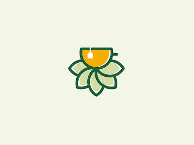 Cup of tea icon cup of tea green icon leaf logo minimal organic organic logo