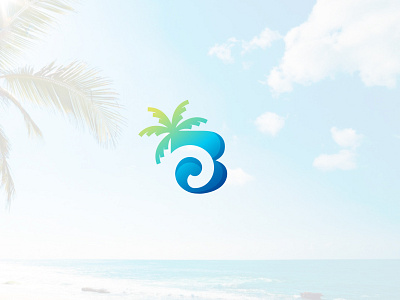 Palm Beach b letter logo beach logo clean minimal palm tree logo palmtree simple wave wave logo