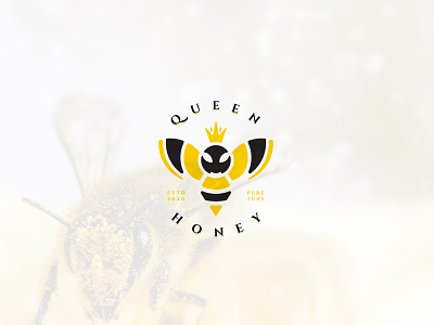 Queen Honey animal logo bee logo clean crown emblem logo honey honey bee honeybee minimal natural queen queen bee simple typography