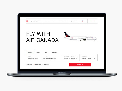 Air Canada - Redesign aircraft airline airport booking plane travel ui ux