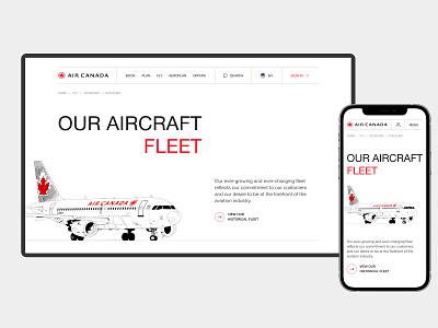 Air Canada - Redesign (Aircraft Fleet) aircraft airline airport booking plane travel ui ux