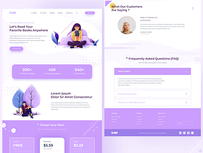 ELIBS E-Library | Landing Page illustraion landingpage uidesign uiux webdesign website concept