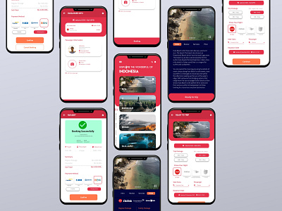 Travel App - Explore Indonesia app mobile mobile ui payment app travel travel app ui ux vector