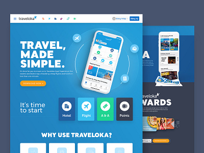 Traveloka Landing Page interface landing page layout travel travel app uiux web design