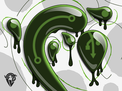 Logoart - Salamander of Smart Service art blobs design green illustration ink lizard logo muscus slime vector