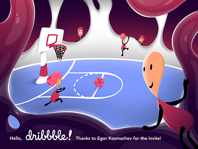 Let's play Dribbble! affinity affinitydesigner dribbble hello illustration invite ipad thanks vector