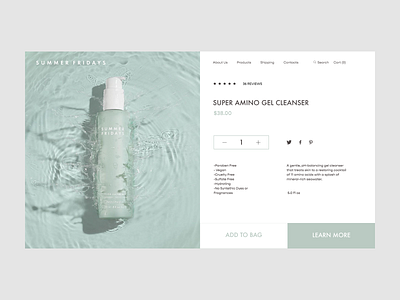 Super Amino Gel Cleanser beauty beauty product design ecommerce health minimal skincare typography ui ux web website