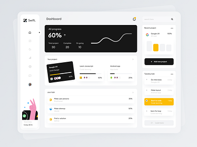 Project Management Desktop App (Swift.) android android app app application black white dashboard design design app iphone app minimalist mobile ui ux web design