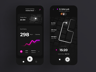 Running app - Dark mode android android app app application design design app iphone app mobile ui ux