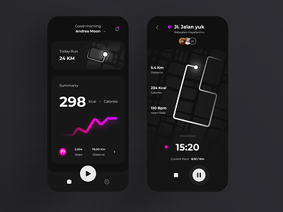 Running app - Dark mode