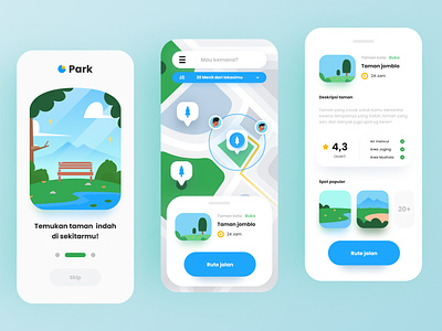 Park - Nearby park finder app android android app app application clean design design app illustration iphone app mobile onboarding park simple ui ux