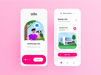 Ulin - Villa rent app android app app application design design app illustration iphone app mobile onboarding rent app ui ux villa