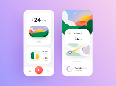 Kamana - Walking tracker app android android app app application clean design design app illustration iphone app mobile ui ux walk app walking