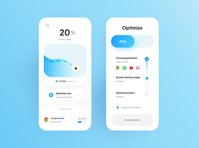 Chaz - Battery saver app android android app app application battery clean design design app iphone app mobile ui ux