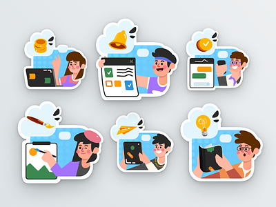 Studio 🎥 - Productivity Illustration/Mobile Onboarding View activities character flat flat illustration illustration illustration set onboarding productivity simple team