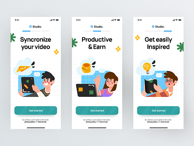 Studio 🎥 - Mobile Onboarding View android app app application design fun iphone app mobile productivity simple ui ux video editor