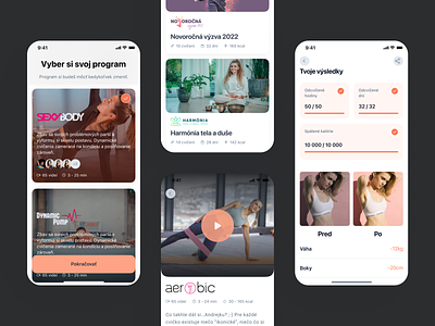 Largest online fitness centre in Slovakia android app application card choose design figma fit fitness ios online overview product program ui ux