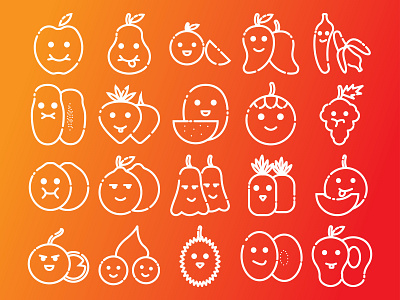 Fruits icon with outline style icon vector