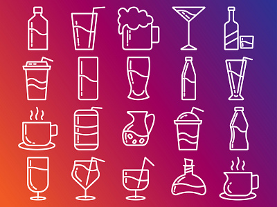 drinks icon collection with outline style icon vector