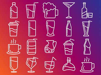 drinks icon collection with outline style