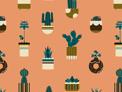 Cactus & Succulent Pattern cactus cactus succulent pattern illustration pattern succulent vector