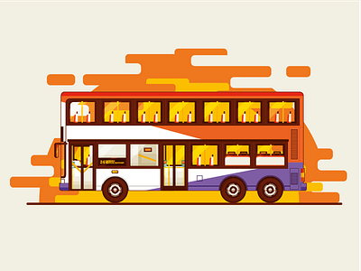 Double Decker Bus bus double decker illustration public transport singapore sunset transport vector