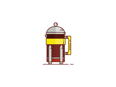 French Press brewing coffee flat french press technique vector