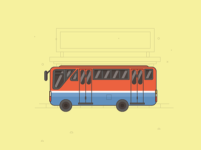 Metromini beep bus flat illustration indonesia jakarta metro metromini mini transportation vector vehicle