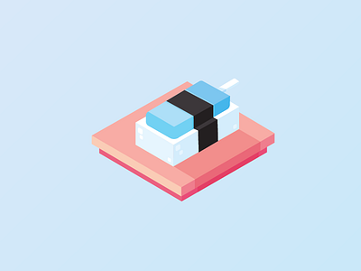 Raw Ice Sushi blue flat ice illustration isometric plate sushi