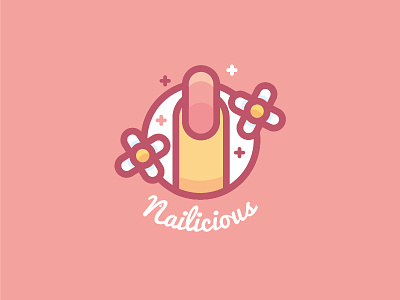 Nailicious cute flower icon logo nail pink vector