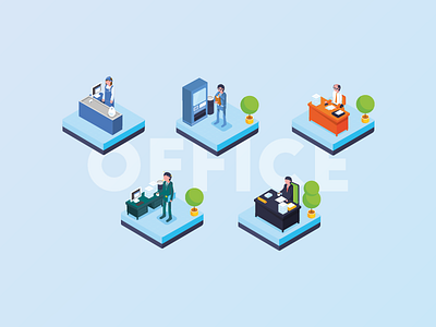 Isometric Illustration - Office illustration iso isometric office salaryman vector