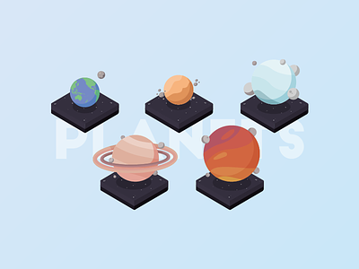 Isometric Illustration - Planets