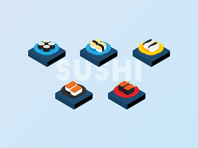Isometric Illustration - Sushi