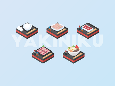 Isometric Illustration - Yakiniku food illus illustration iso isometric rice vector yakiniku