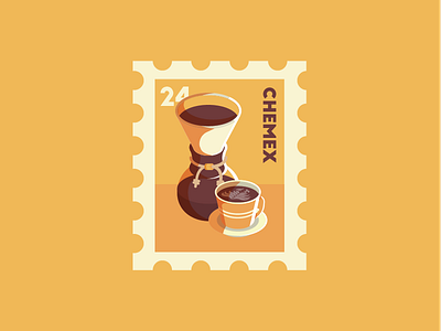 CoffeeMetric - Chemex chemex coffee icon illustration orange stamp vintage