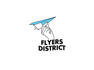 Flyers District fly flying hand logo paper paperplane